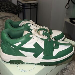 Off-White Green and White Low-Top Sneakers